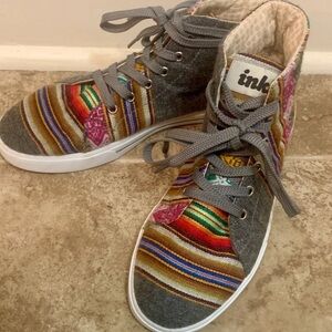 WORN ONCE! Inkkas Ladies size 8 handmade High tops